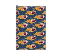 Pevtufa Burning Rugby Balls Pattern Golf Towel (24" X 16") with Carabiner Clip - The Convenient Golf Cleaning Towel