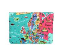 Pevtufa Cartoon Map of Europe Style Pu Leather Laptop Sleeve for 13 Inch Notebook,Travelling Notebook Bag Case