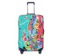 Pevtufa Cat Astronaut Luggage Cover,Washable Suitcase Covers Fashion Luggage Covers,Anti-Scratch Suitcase Protector Cover, Cartoon Map of Europe, Medium, 1