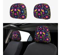 Pevtufa Colorful Mexican Pattern Print 2 Piece Car Head Rest Covers Set Auto Front/Rear Seats Headrest Cover Universal Fit Most Cars,Sedan, SUV