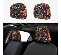 Pevtufa Colorful Mexican2 Pattern Print 2 Piece Car Head Rest Covers Set Auto Front/Rear Seats Headrest Cover Universal Fit Most Cars,Sedan, SUV