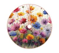 Pevtufa Colorful Wildflower Meadow Print Christmas Tree Skirt Christmas Xmas Tree Skirts Mat for New Year Holiday Christmas Party Decorations-30