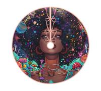Pevtufa Cosmic Garden Woman Portrait Print Christmas Tree Skirt Christmas Xmas Tree Skirts Mat for New Year Holiday Christmas Party Decorations-30