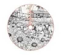 Pevtufa Country Farm Scene Print Christmas Tree Skirt Christmas Xmas Tree Skirts Mat for New Year Holiday Christmas Party Decorations-36