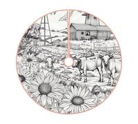 Pevtufa Country Farm Scene Print Christmas Tree Skirt Christmas Xmas Tree Skirts Mat for New Year Holiday Christmas Party Decorations-30