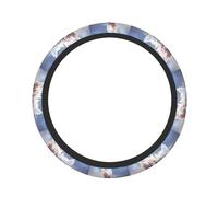 Pevtufa Cute Animal Couple Print Steering Wheel Cover Universal 15 Inch Car Auto SUV Accessories Interior Anti Slip Protector