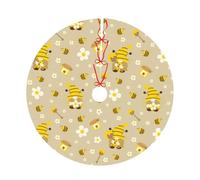 Pevtufa Cute Bee Gnomes Print Christmas Tree Skirt Christmas Xmas Tree Skirts Mat for New Year Holiday Christmas Party Decorations-36