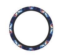 Pevtufa Cute Fish Flower Couple Print Steering Wheel Cover Universal 15 Inch Car Auto SUV Accessories Interior Anti Slip Protector