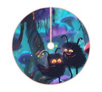 Pevtufa Cute Fuzzy Fantasy Creatures Print Christmas Tree Skirt Christmas Xmas Tree Skirts Mat for New Year Holiday Christmas Party Decorations-30