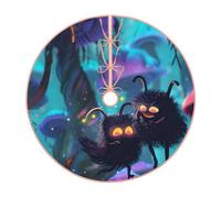Pevtufa Cute Fuzzy Fantasy Creatures Print Christmas Tree Skirt Christmas Xmas Tree Skirts Mat for New Year Holiday Christmas Party Decorations-30