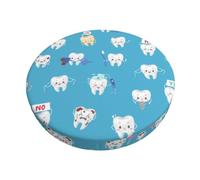 Pevtufa Cute Healthy Teeth Stool Covers Round,Stretch Round Bar Stool Covers Elastic Bar Stool Seat Covers Round Stool Cushion Slipcover Bar Chair Cover