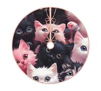 Pevtufa Cute Kittens Group Portrait Print Christmas Tree Skirt Christmas Xmas Tree Skirts Mat for New Year Holiday Christmas Party Decorations-48