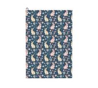 Pevtufa Cute Rabbit Floral Pattern Golf Towel (24" X 16") with Carabiner Clip - The Convenient Golf Cleaning Towel
