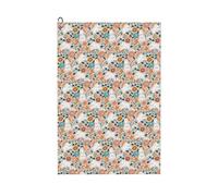 Pevtufa Cute Rabbit Floral Pattern Golf Towel (24" X 16") with Carabiner Clip - The Convenient Golf Cleaning Towel