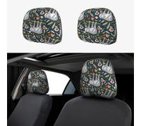 Pevtufa Cute Sloth Pattern Print 2 Piece Car Head Rest Covers Set Auto Front/Rear Seats Headrest Cover Universal Fit Most Cars,Sedan, SUV