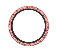 Pevtufa Cute Strawberry Print Steering Wheel Cover Universal 15 Inch Car Auto SUV Accessories Interior Anti Slip Protector