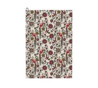 Pevtufa Dark Enchanted Flowers and Birds Pattern Golf Towel (24" X 16") with Carabiner Clip - The Convenient Golf Cleaning Towel