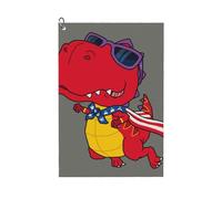 Pevtufa Dinosaur Super Hero Cartoon Pattern Golf Towel (24" X 16") with Carabiner Clip - The Convenient Golf Cleaning Towel