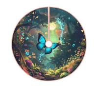 Pevtufa Enchanted Forest Butterfly A Print Christmas Tree Skirt Christmas Xmas Tree Skirts Mat for New Year Holiday Christmas Party Decorations-36