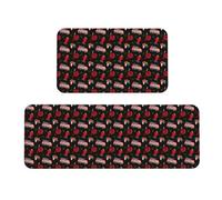 Pevtufa Fire Fighting Print Kitchen Mat for Floor,Farmhouse Kitchen Rugs Sets of 2,Non-Slip Kitchen Floor Mat for Sink,Laundry,Office,Home, Desk,17"X47"+17"X29"