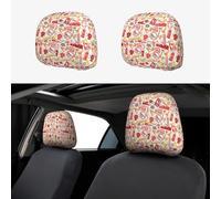 Pevtufa Firefighter Icons Pattern Print 2 Piece Car Head Rest Covers Set Auto Front/Rear Seats Headrest Cover Universal Fit Most Cars,Sedan, SUV