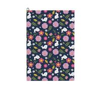 Pevtufa Floral Rabbit Pattern Golf Towel (24" X 16") with Carabiner Clip - The Convenient Golf Cleaning Towel