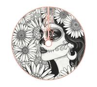 Pevtufa Floral Sugar Skull Portrait Print Christmas Tree Skirt Christmas Xmas Tree Skirts Mat for New Year Holiday Christmas Party Decorations-48