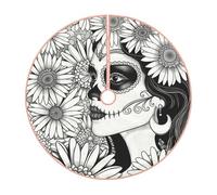 Pevtufa Floral Sugar Skull Portrait Print Christmas Tree Skirt Christmas Xmas Tree Skirts Mat for New Year Holiday Christmas Party Decorations-30