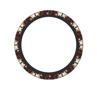 Pevtufa Flower Cat Couple Print Steering Wheel Cover Universal 15 Inch Car Auto SUV Accessories Interior Anti Slip Protector