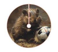 Pevtufa Football Loving Hamster Print Christmas Tree Skirt Christmas Xmas Tree Skirts Mat for New Year Holiday Christmas Party Decorations-30