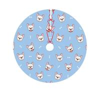 Pevtufa French Bulldog Head Print Christmas Tree Skirt Christmas Xmas Tree Skirts Mat for New Year Holiday Christmas Party Decorations-48