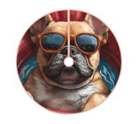 Pevtufa French Bulldog in Sunglasses Print Christmas Tree Skirt Christmas Xmas Tree Skirts Mat for New Year Holiday Christmas Party Decorations-48