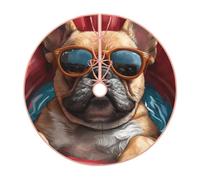 Pevtufa French Bulldog in Sunglasses Print Christmas Tree Skirt Christmas Xmas Tree Skirts Mat for New Year Holiday Christmas Party Decorations-30