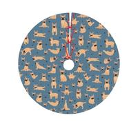 Pevtufa French Bulldog Yoga Print Christmas Tree Skirt Christmas Xmas Tree Skirts Mat for New Year Holiday Christmas Party Decorations-48