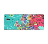 Pevtufa Gaming Mouse Pad Cartoon Map of Europe Pattern Large Mouse Pad Non-Slip Rubber Mice Pads (11.8x31.5 Inch)