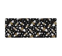 Pevtufa Gaming Mouse Pad Honey Bees at Night Pattern Large Mouse Pad Non-Slip Rubber Mice Pads (11.8x31.5 Inch)