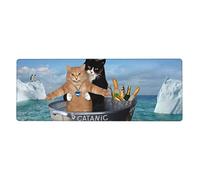 Pevtufa Gaming Mouse Pad Two Brave Cats are Floating On The Sea Iceberg Pattern Large Mouse Pad Non-Slip Rubber Mice Pads (11.8x31.5 Inch)