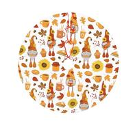 Pevtufa Gnomes Autumn Harvest Print Christmas Tree Skirt Christmas Xmas Tree Skirts Mat for New Year Holiday Christmas Party Decorations-36