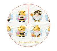 Pevtufa Gnomes Honey Bee Print Christmas Tree Skirt Christmas Xmas Tree Skirts Mat for New Year Holiday Christmas Party Decorations-30