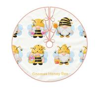 Pevtufa Gnomes Honey Bee Print Christmas Tree Skirt Christmas Xmas Tree Skirts Mat for New Year Holiday Christmas Party Decorations-36
