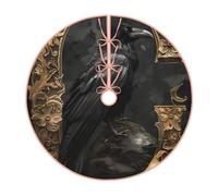 Pevtufa Gothic Raven Portrait Print Christmas Tree Skirt Christmas Xmas Tree Skirts Mat for New Year Holiday Christmas Party Decorations-30