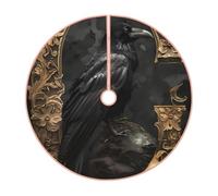 Pevtufa Gothic Raven Portrait Print Christmas Tree Skirt Christmas Xmas Tree Skirts Mat for New Year Holiday Christmas Party Decorations-30
