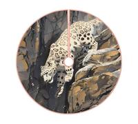 Pevtufa Graceful Snow Leopard Print Christmas Tree Skirt Christmas Xmas Tree Skirts Mat for New Year Holiday Christmas Party Decorations-36