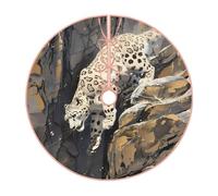 Pevtufa Graceful Snow Leopard Print Christmas Tree Skirt Christmas Xmas Tree Skirts Mat for New Year Holiday Christmas Party Decorations-36