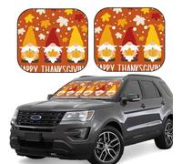 Pevtufa Happy Thanksgiving Three Gnomes Pattern 2-Piece Foldable Car Front Windshield Sunshade