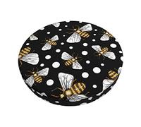 Pevtufa Honey Bees at Night Stool Covers Round,Stretch Round Bar Stool Covers Elastic Bar Stool Seat Covers Round Stool Cushion Slipcover Bar Chair Cover