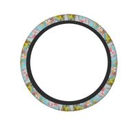 Pevtufa Kawaii Sushi Characters Delight Print Steering Wheel Cover Universal 15 Inch Car Auto SUV Accessories Interior Anti Slip Protector