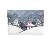 Pevtufa Landscape for Christmas Style Pu Leather Laptop Sleeve for 13 Inch Notebook,Travelling Notebook Bag Case