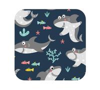 Pevtufa Leather Coasters for Drinks-Friendly Smiling Sharks Coaster Set for Office Desk,Car Cup Holder Leather Coaster 4 Pieces