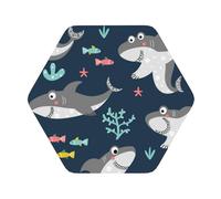 Pevtufa Leather Coasters for Drinks-Friendly Smiling Sharks Coaster Set for Office Desk,Car Cup Holder Leather Coaster 4 Pieces